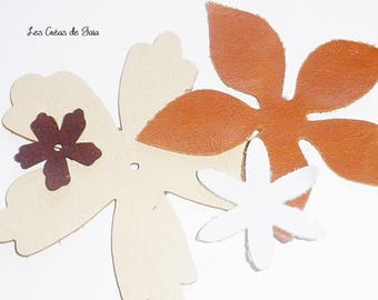 fine vintage leather cutout flowers 2pcs