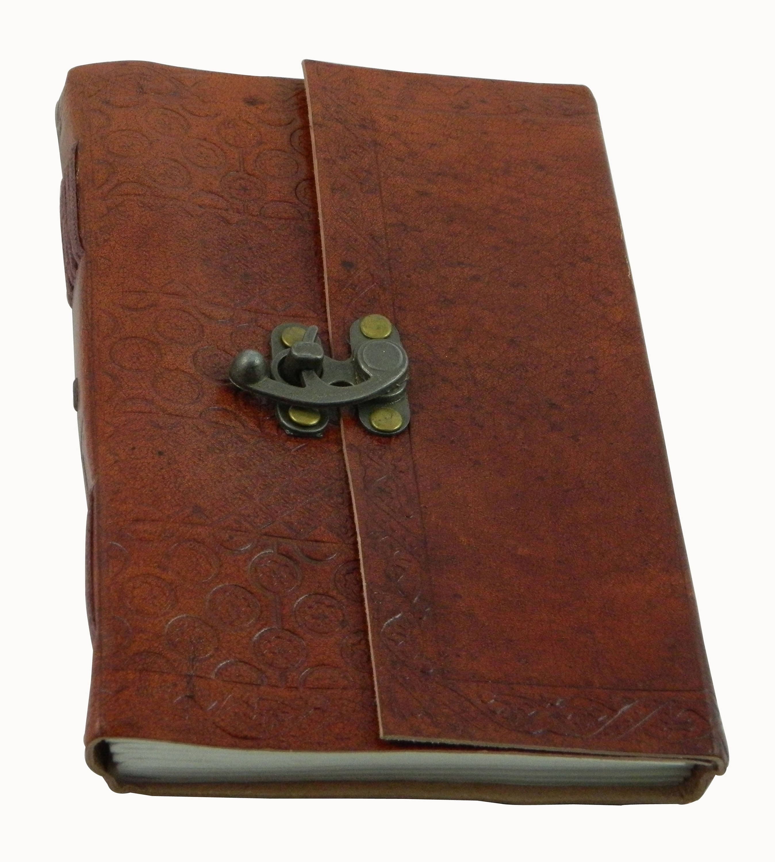 Antique Brown Color Embossed Leather Journal Travel Journal