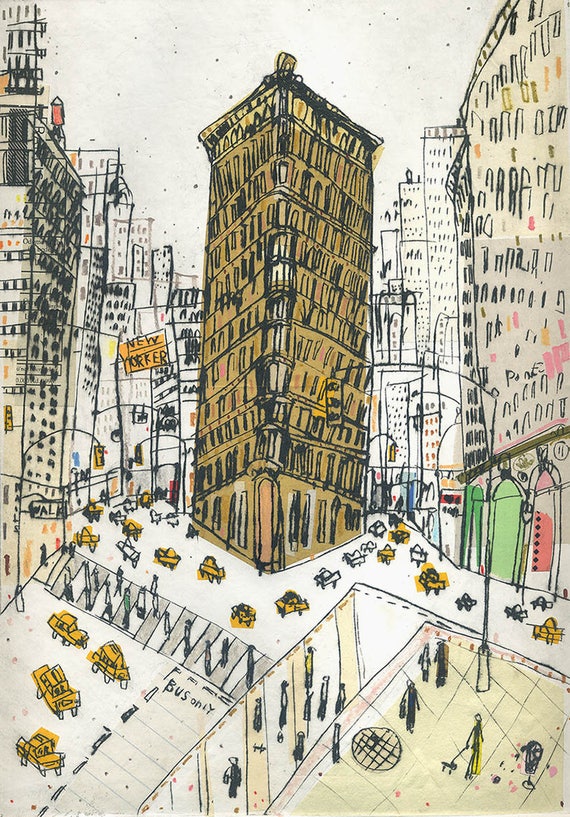 FLATIRON BUILDING  New York Art Print impression dessin  de 
