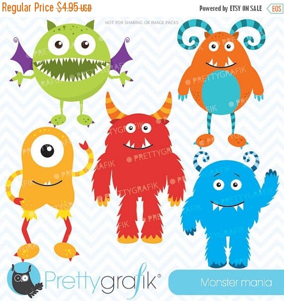 80% OFF SALE monster clipart commercial use, vector graphics, digital clip art, digital images - CL546 Il_570xn