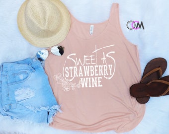 Sweet as Strawberry Wine Tank, Country Music Shirt, Chris Stapleton Lyrics Shirt, Concert Shirt, Concert Tank