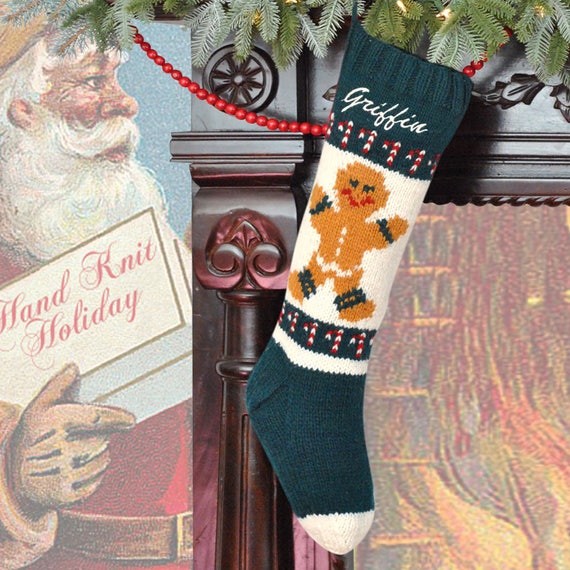 Knitted Christmas Stockings / Personalized Christmas Stocking/