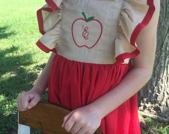 Bailey Boys Girls Red Knit Dress - Appliqué Apples & Pencils main image 0