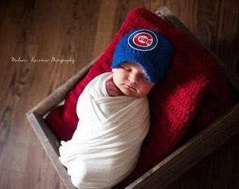 Baby Boy Chicago Cubs Inspired Baseball Hat / Newborn Photo Prop / Sitter Session Prop / Diaper Cover / Newborn - 9 Months *MADE TO ORDER**