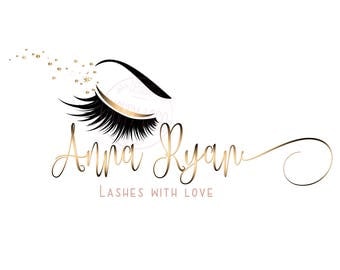 DIGITAL Custom logo design , lashes logo, lashes beauty logo, makeup logo, gold lashes logo design, gold beauty logo, graphic design lashes