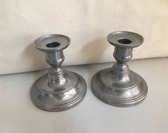 Pair of vintage pewter candlestick holders. Duratale by Leonard made in Italy