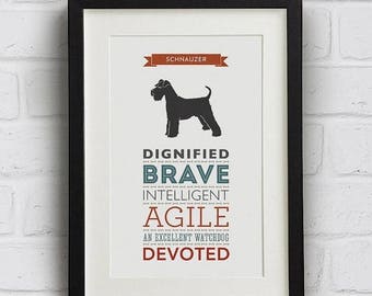 SALE 20% OFF Schnauzer Dog Breed Traits Print