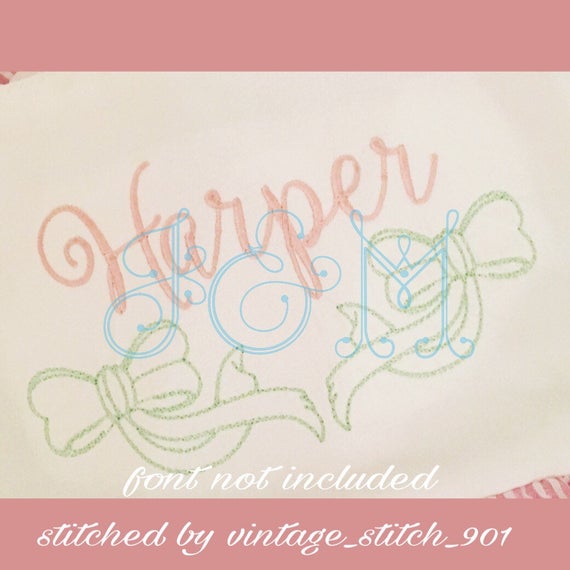 Bow Frame Vintage Style Stitch Machine Embroidery Design