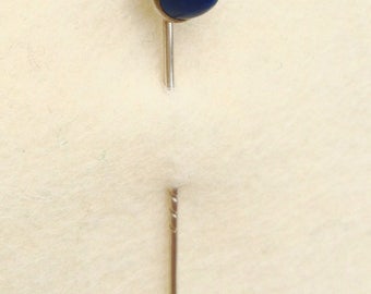 Fabulous Vintage Stick Pin, 830 Danish or Norwegian Silver Inset with Lapis Stone, 'GL'