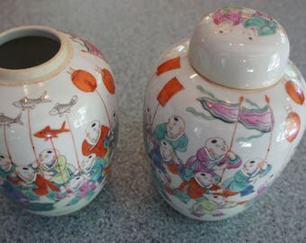 2 Asian GINGER JARS. Japanese? -celebration- dragon festival- lanterns-
