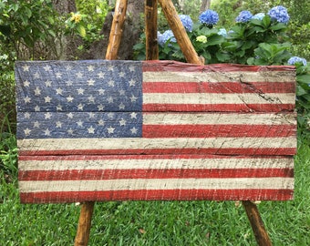 Salvaged Barn Wood American Flags by Folkartflags on Etsy