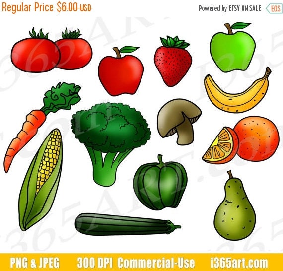 50 OFF Fruits and Vegetables Clipart Fruit Clip Art 