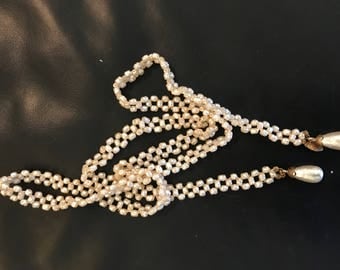 Vintage Miriam Haskell pearl unusual sautoir lariet necklave