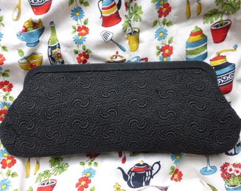 Vintage stylish 1950s black lace clutch bag