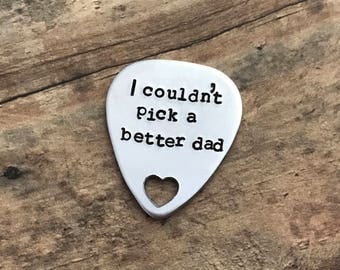 Hand Stamped Guitar Pick Gift For Dad From Child Stocking