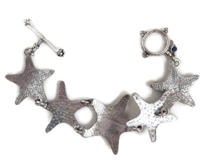 Vintage Starfish Bracelet - Lucky Brand Bracelet - Silver Tone Linked Bracelet, Perfect Gift, Gift Box