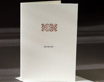xo xo xo, letterpress printed