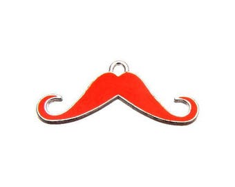 X 1 mustache orange neon enamel 35mm
