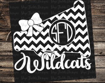 Wildcats Cheer Monogram (other teams avail upon request)SVG, JPG, PNG, Studio.3 File for Silhouette, Cameo, Cricut Chevron Megaphone