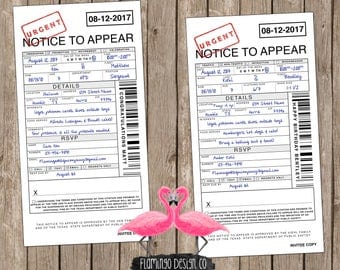 Citation Birthday Invitation -- Police Birthday Invitation -- Ticket Birthday Invitation -- Police Retirement Invitation