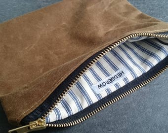 Waxed Canvas Pouch, Zipped Case, Clutch, Purse, Wallet