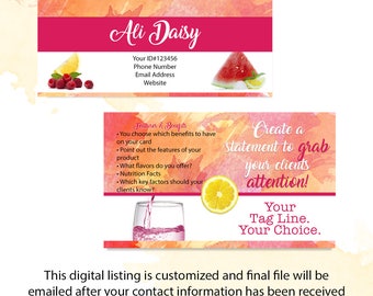 NEW LOOK Pink Fruit Watercolor Business Card Digital File