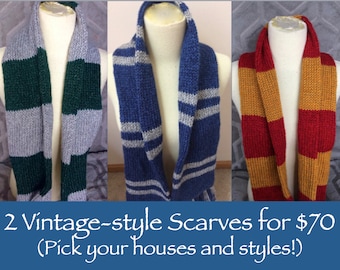Harry Potter Scarves 2 for 70, Hogwarts house scarves, vintage-style, mix and match