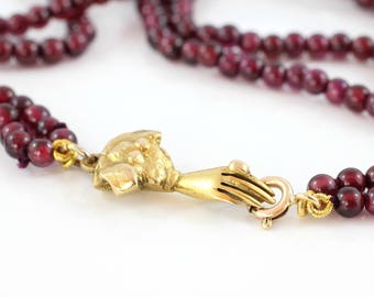 Vintage Garnet Necklace, Garnet Beaded Necklace, Vintage Garnet Jewellery, January Birthstone Necklace, Semi-Precious Gemstone Necklace