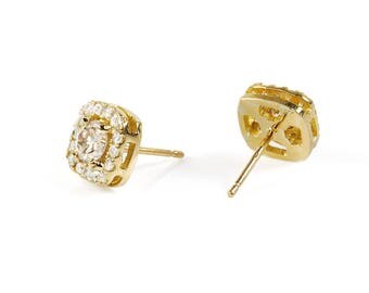 Diamond earrings-18k yellow gold stud earrings-inspirational earrings-anniversary gifts-jewelry for her-Gift for Her