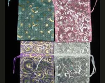Organza Drawstring Pouches Assorted Fancy Colors 3"x4" (72 pieces) (DBX1293F)