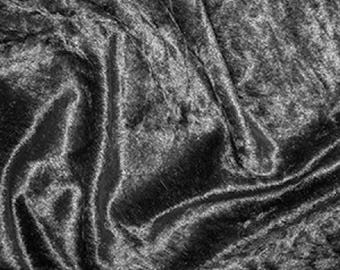 Silver Crushed Velvet Velour Fabric Material - Polyester - 150cm (59") wide