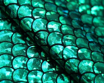 Swimsuit Fabric,Mermaid Fabric,Mermaid Scale Fabric, Green Mermaid Spandex,Stretch Fabric by the Yard, Meter, 3/4 Yard Cut Item# RXPN-MERGRN