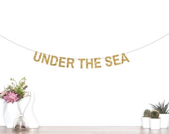 Under The Sea Banner, Under The Sea Party Decorations, Mermaid Party, Mermaid Banner, Mermaid Garland, Birthday Banner, Glitter Banner