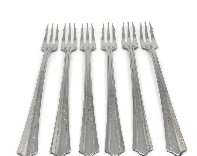 Ekco Cocktail Seafood Fork Vintage Set 5 / Stainless Metal Cocktail Forks / Silver Stainless Steel / Silverware Seafood Forks