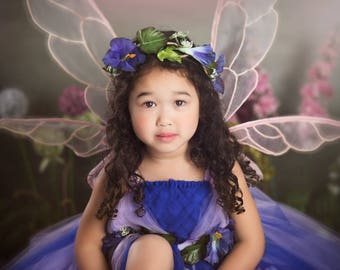 Purple Woodland Dress, Flower Girl Dress, Whimsical Fairy, Tinkerbell Costume, Halloween Princess Costume, Toddler Dress Up, Enchanted Fairy