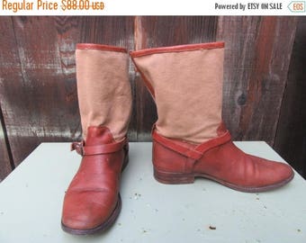 Sale Frye Canvas and Leather Harness Boots Engineer Calf Riding Western Size 8