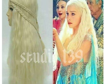 Game of Thrones Cosplay Wig Daenerys Targaryen khaleesi Long Curly Hair (Beige)