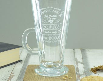 Personalised Coffee And A Book Latte Glass