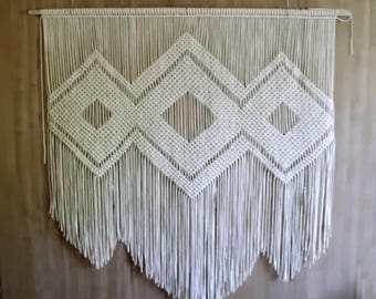 DIY tutorial for Extra Large Cotton Macrame wall decor- 50" wide and 53" long- digital download, macrame e-pattern, DIY wall hanging pdf