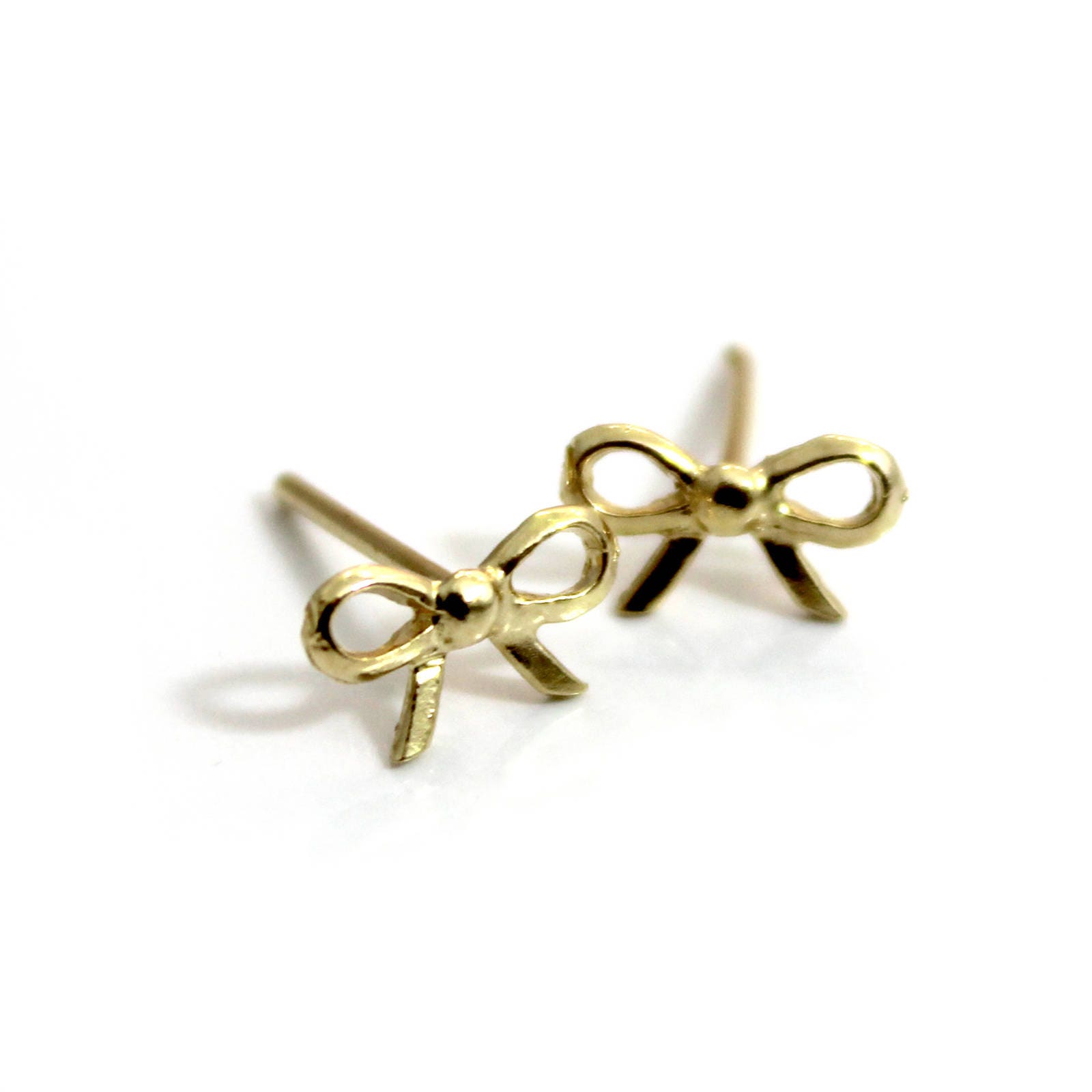 Gold Ribbon Earrings Bow Earrings Stud Earrings Gold