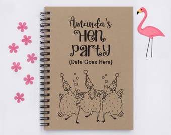 Personalized, hen party, guest book, bachelorette party book, 5"x7" journal, notebook, memory book, scrapbook, photo book, bride to be gift