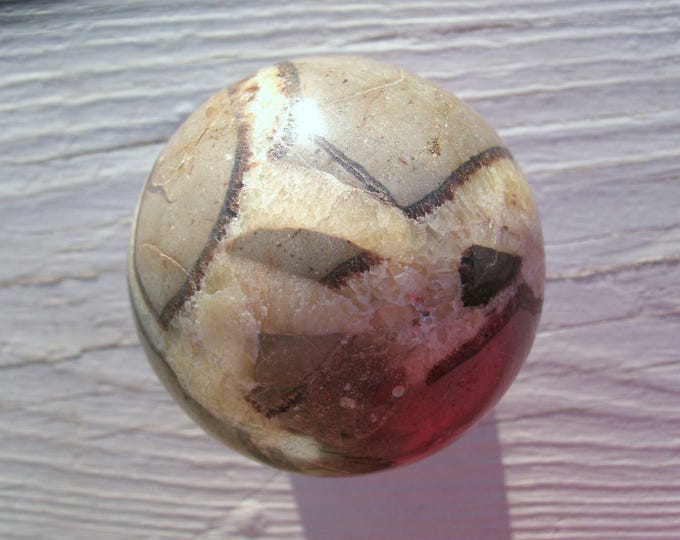 Septarian Polished Sphere, 212g, over 2", Dragon Stone, mineral Specimen display, crystal healing, meditation, Calcite, Aragonite, Limestone