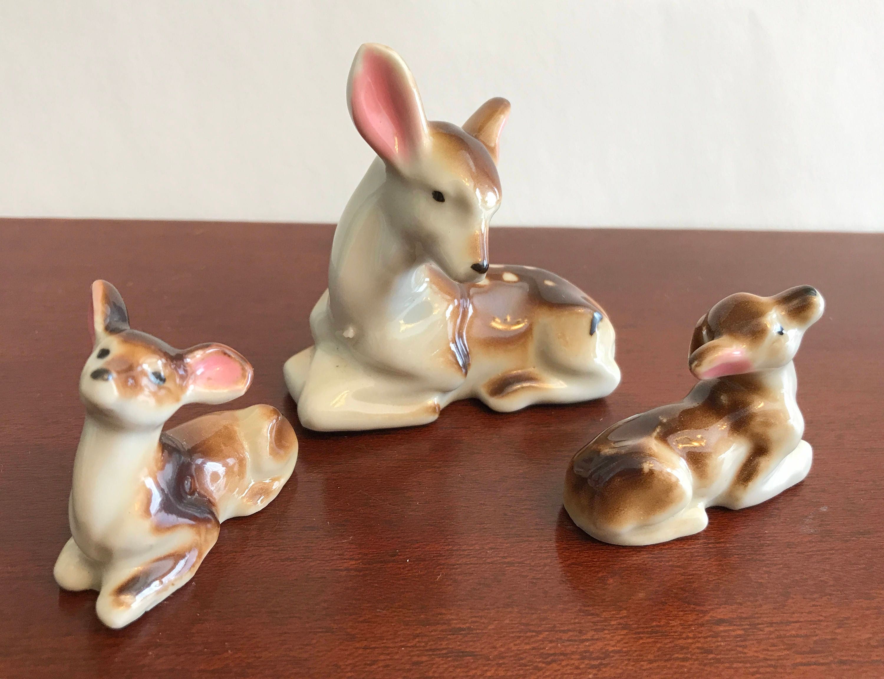 Vintage Doe And Fawn Figurines, Mid Century Deer Figurines, Porcelain ...