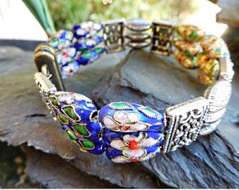 Magnetic bracelet, blue silver bracelet, chic bracelet, wedding, ceremony, women gift, memory jewelry ghilou bracelet bracelet bracelet
