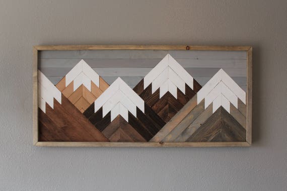 Reclaimed Wood Wall Art Mountain Scene Mantel Cabin Reclaimed Wood Wall Art Mountain Scene Mantel Cabin