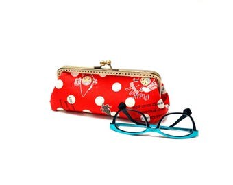 clutch bag or retro glasses case little Red Riding Hood and her Gray Wolf