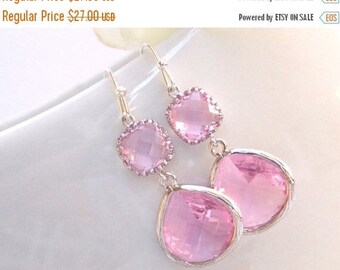 SALE Wedding Jewelry, Pink Earrings, Silver, Soft Pink, Light Pink,Bridesmaid Earrings,Bridesmaid Gifts,Bridesmaid Jewelry,Dangle,Wedding Gi