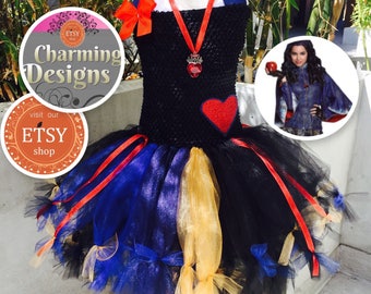 Evie DRESS & Necklace - Evie Descendants - Evie inspired Dress, Evie Costume TuTu Dress, Petticoat by Charming Designs