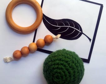 Baby's first Montessori inspired toys, natural, wooden, gift set
