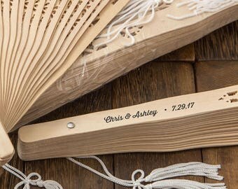 Personalized Sandalwood Rustic Wedding Fans (Pack of 10) Wedding Favors